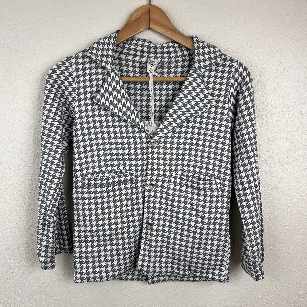 NWT Kate Quinn 8Y Bamboo Suit Jacket Gray Houndstooth With Pockets Coat